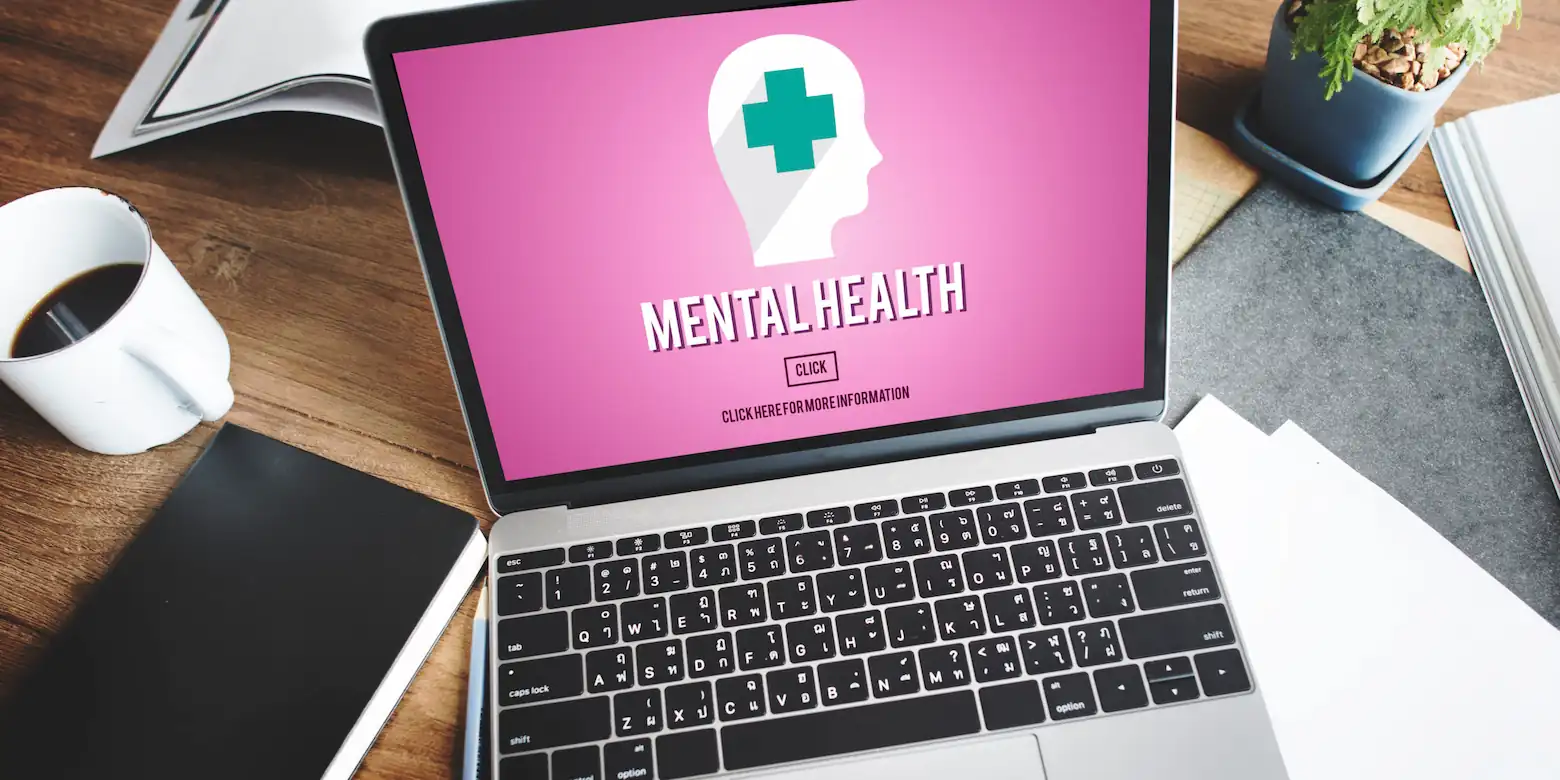 mental health page on laptop screen