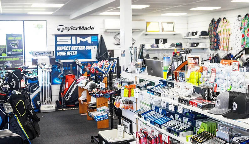 Golf shop with merchandise on display