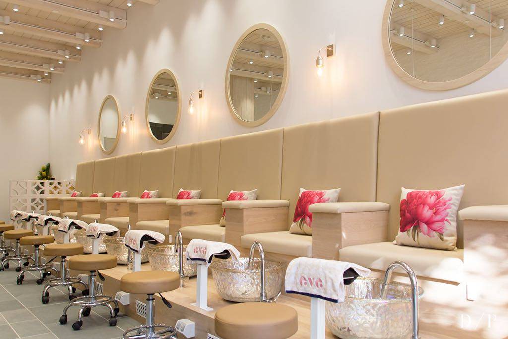 line of nail salon chairs