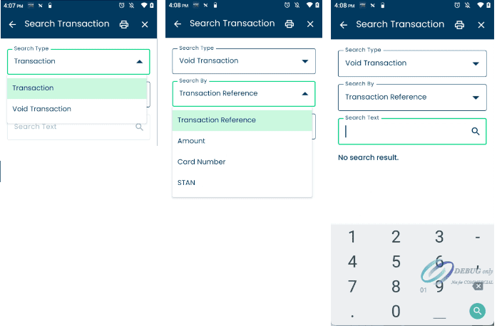 Search and Void Transaction Android Terminal Screenshot