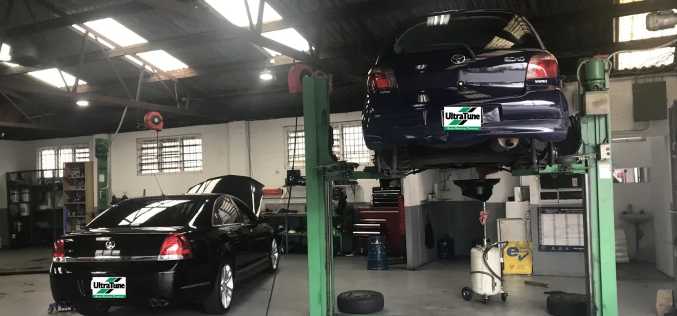 Cars at mechanic shop