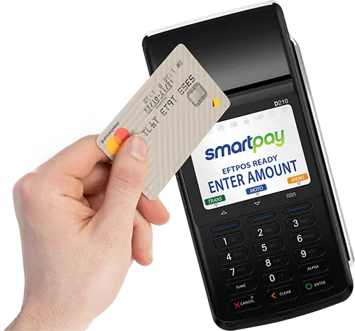 Person tapping card on Smartpay terminal