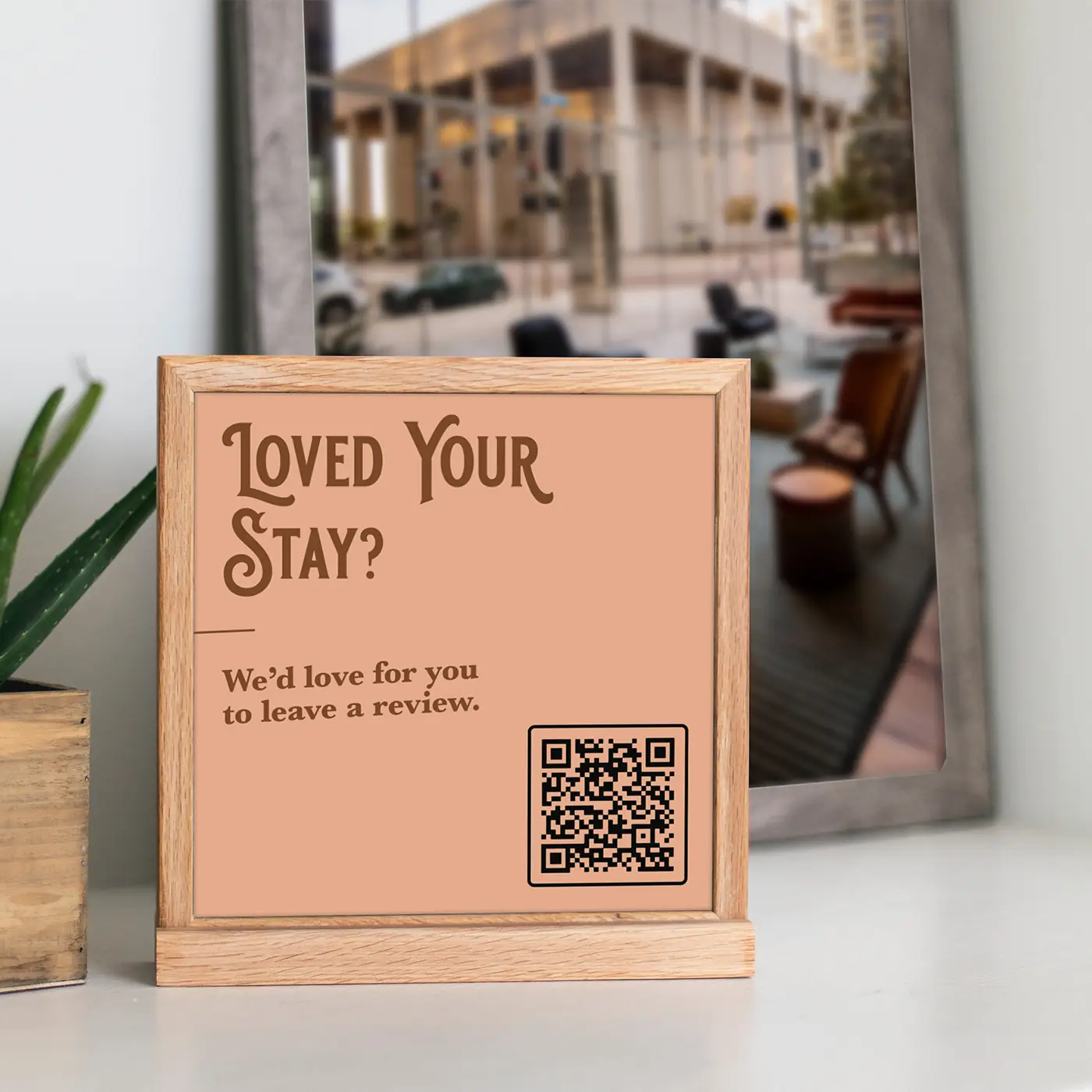 Table sign with QR code
